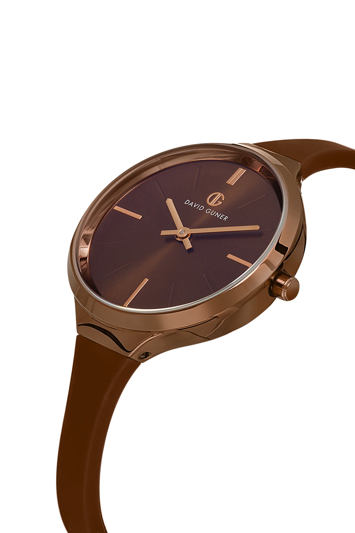 DAVID GUNER Kahverengi Kaplamalı Kahverengi Silikon Kordonlu Kadın Kol Saati - DG-8605LD-F6