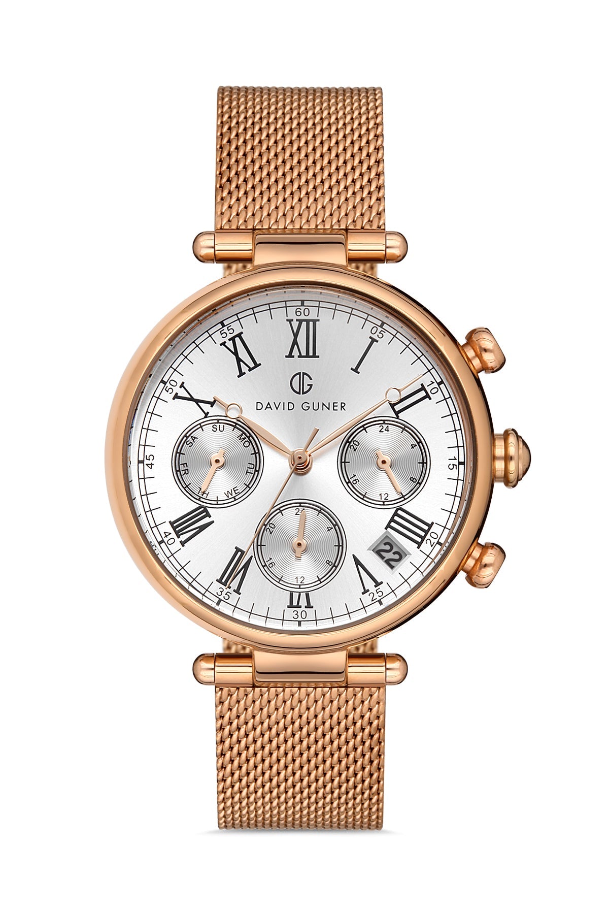 DAVID GUNER Rose Plating Steel Braided Band Women's Watch