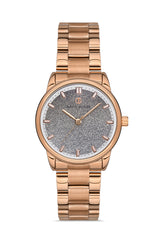 DAVID GUNER Rose Kaplama Gümüş Kadranlı Paslanmaz Masif Çelik Kordonlu Kadın Kol Saati - DG-8375LA-C1