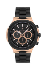 DAVID GUNER Rose Kaplama Siyah Kadranlı Paslanmaz Masif Çelik Erkek Kol Saati - DG-8522GA-R2