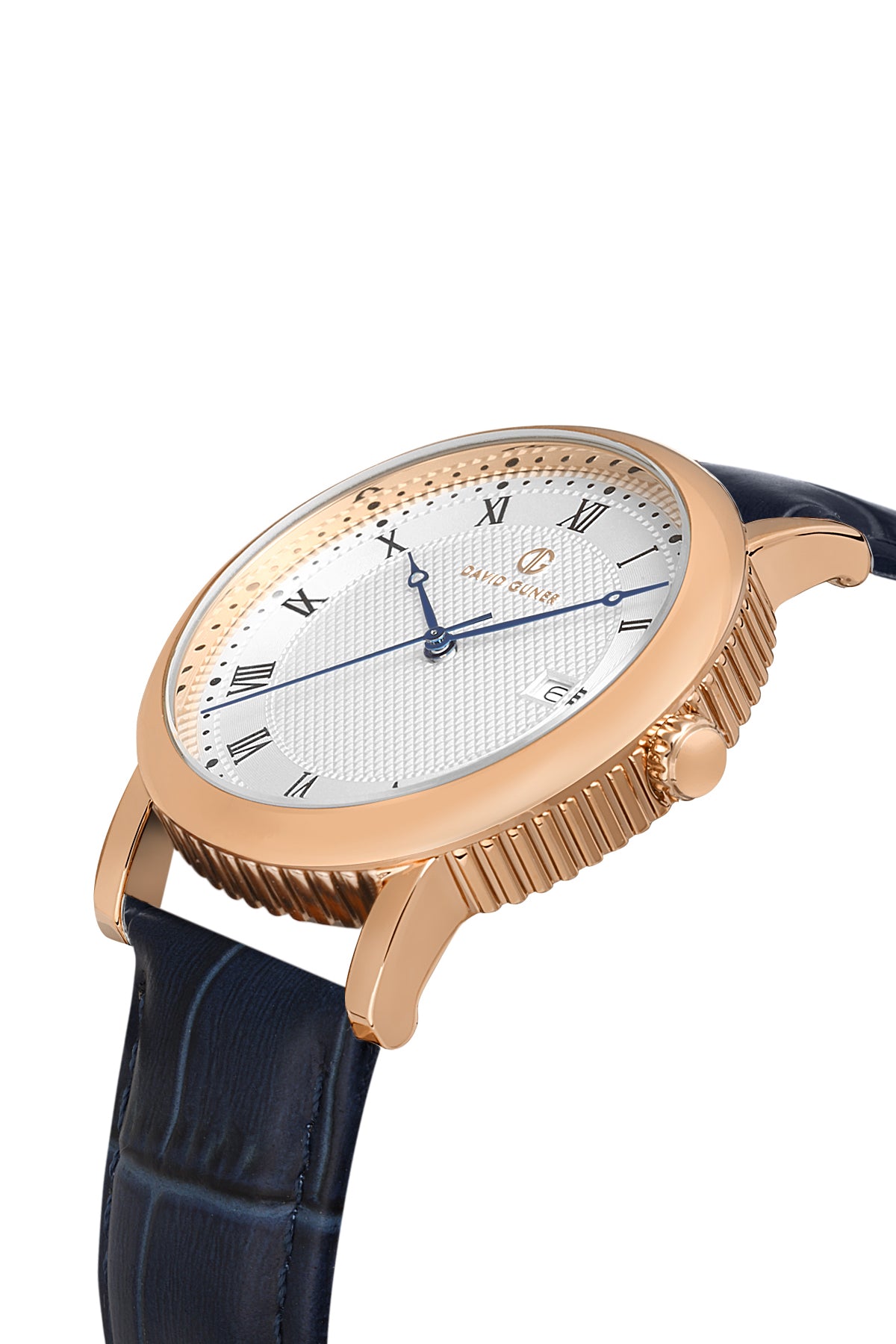 DAVID GUNER Rose Coated Original Leather Band Men's Watch