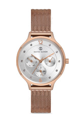 DAVID GUNER ROSE KAPLAMALI BEYAZ KADRANLI KADIN KOL SAATİ - DG-8120LC-C1