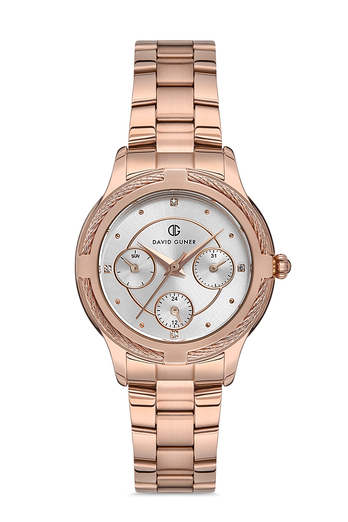 DAVID GUNER ROSE KAPLAMALI BEYAZ KADRANLI KADIN KOL SAATİ DG-8181LA-C1