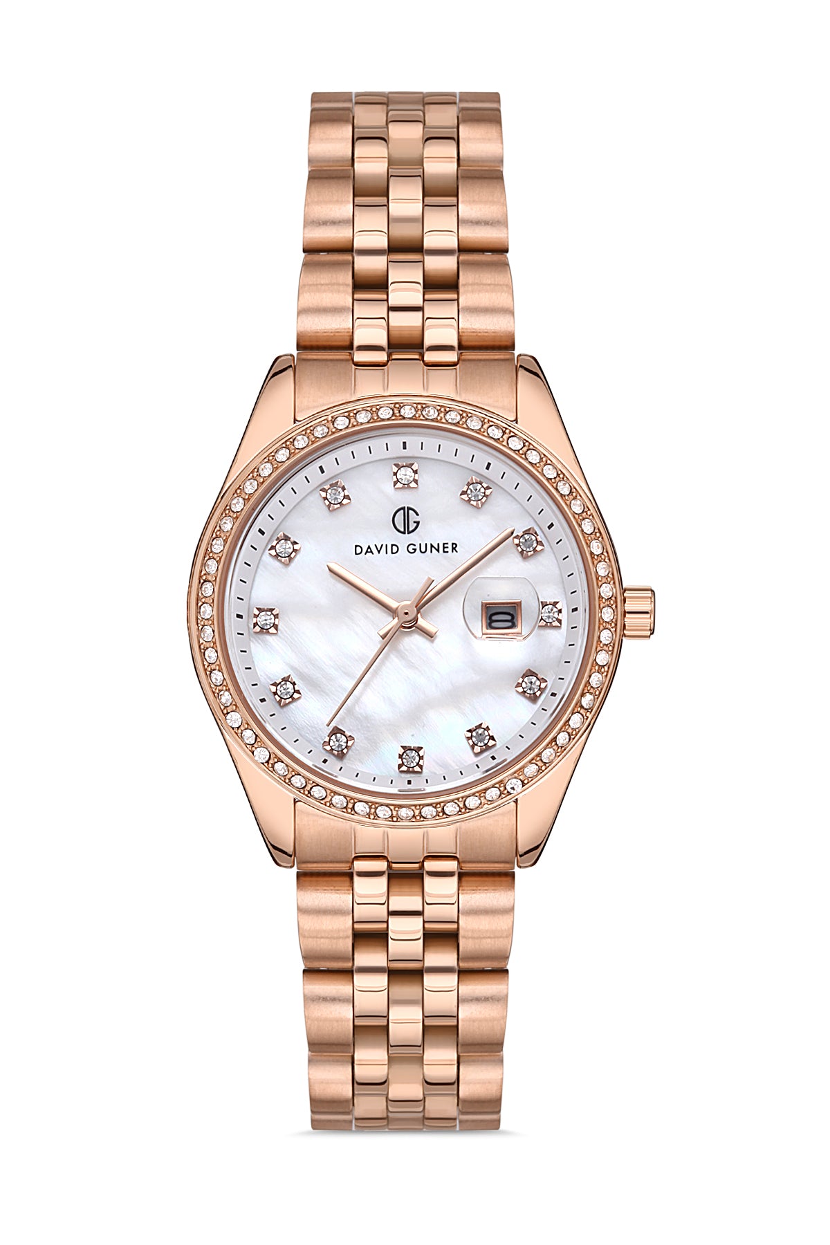 DAVID GUNER Gümüş Kadranlı Rose Kaplamalı Kadın Kol Saati - DG-8193LA-C1