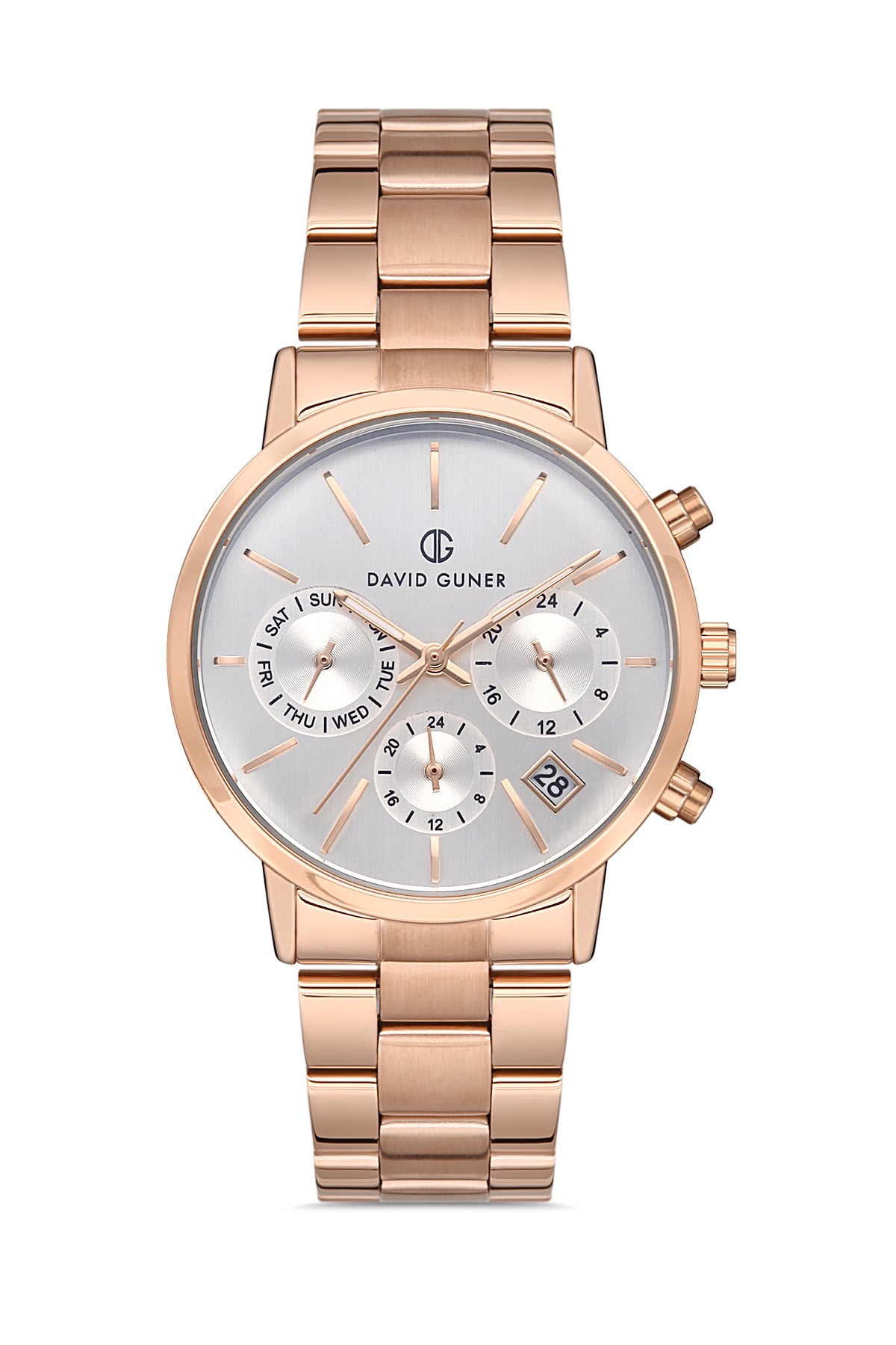 DAVID GUNER ROSE KAPLAMALI BEYAZ KADRANLI KADIN KOL SAATİ DG-8220LA-C1