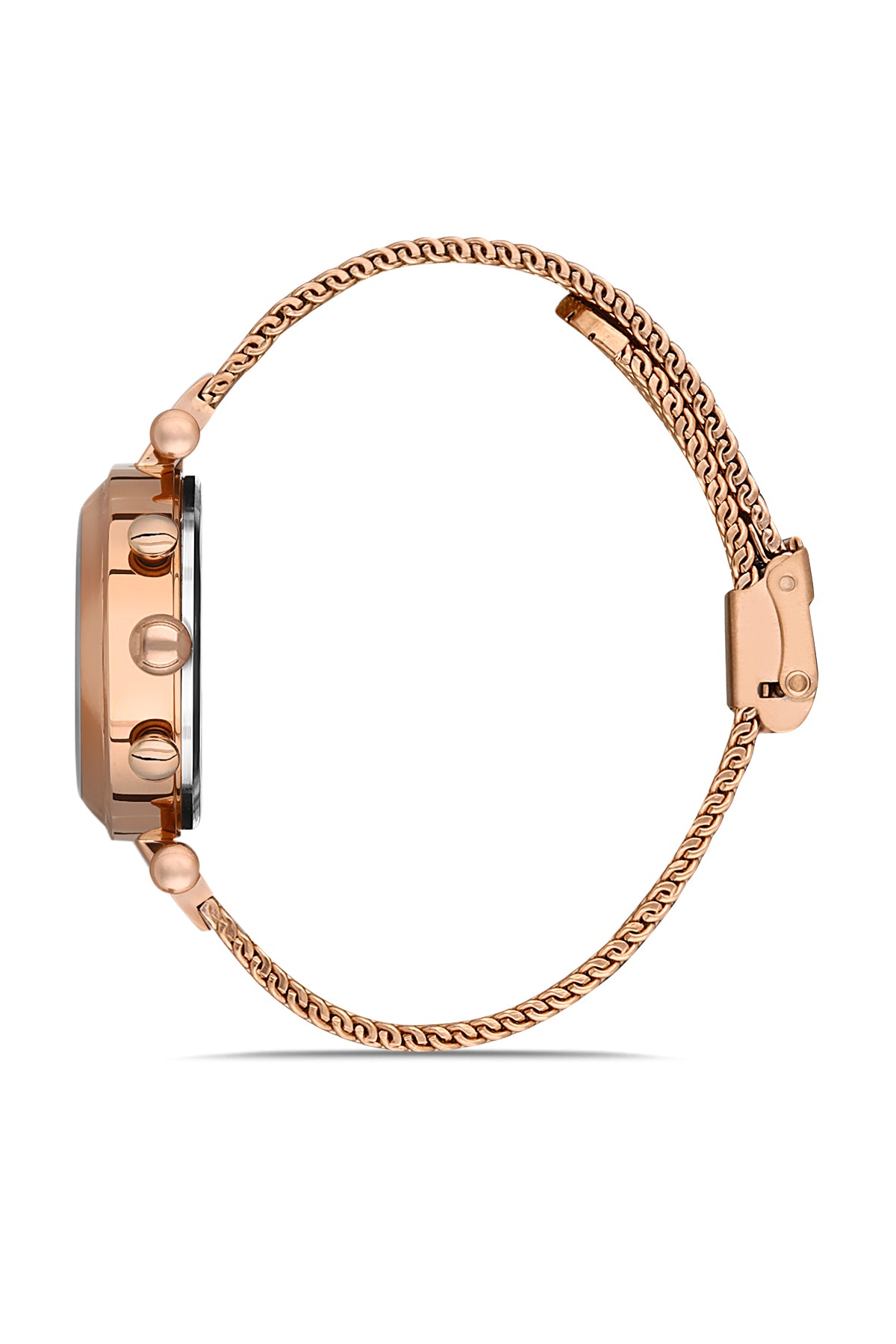 DAVID GUNER Rose Kaplama Gümüş Kadranlı Multi Fonksiyon Çelik Örme Kordon Kadın Kol Saati - DG-8280LC-C1