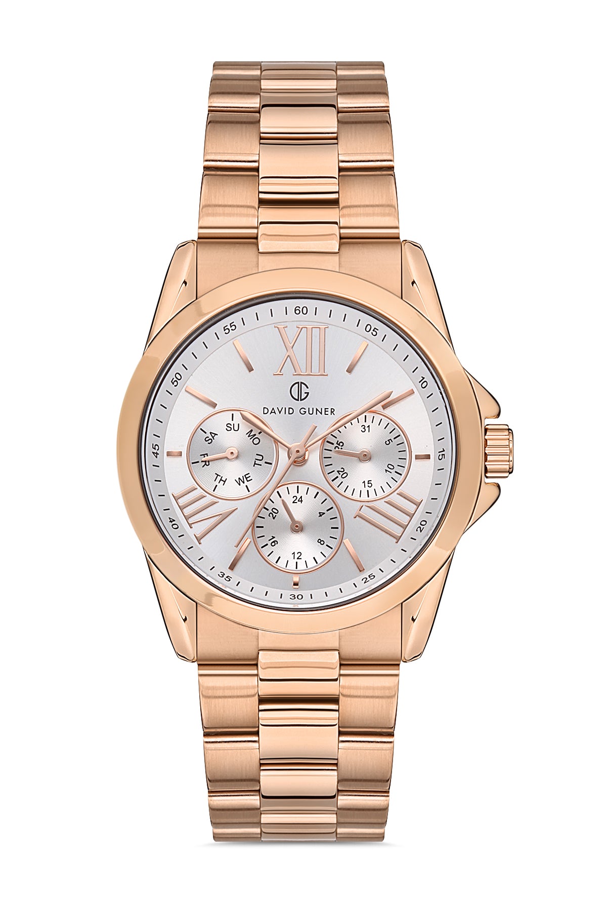DAVID GUNER ROSE KAPLAMALI BEYAZ KADRANLI KADIN KOL SAATİ DG-8308LA-C1