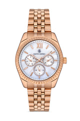 DAVID GUNER Gümüş Kadranlı Rose Kaplamalı Kadın Kol Saati - DG-8314LA-C1