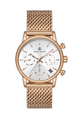 DAVID GUNER ROSE KAPLAMALI BEYAZ KADRANLI KADIN KOL SAATİ - DG-8322LC-C1