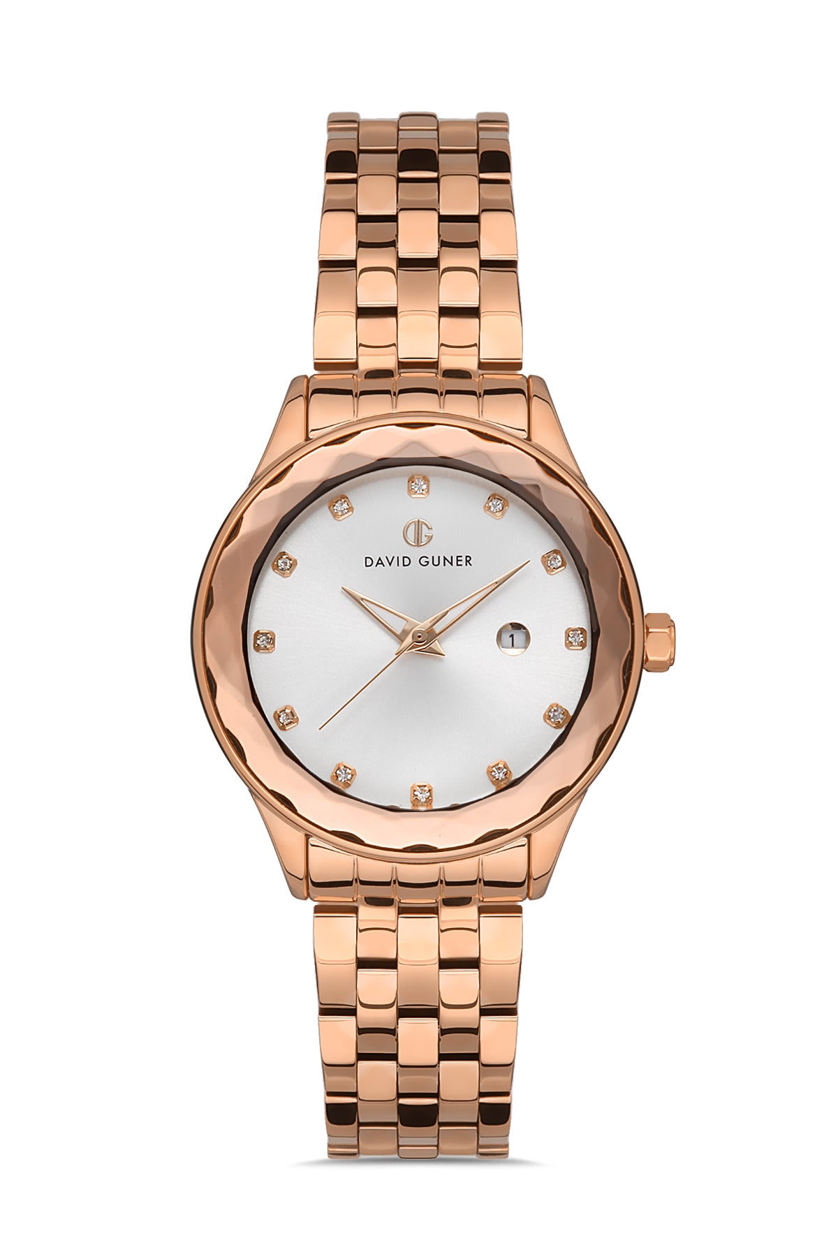 DAVID GUNER ROSE KAPLAMALI BEYAZ KADRANLI KADIN KOL SAATİ DG-8373LA-C1