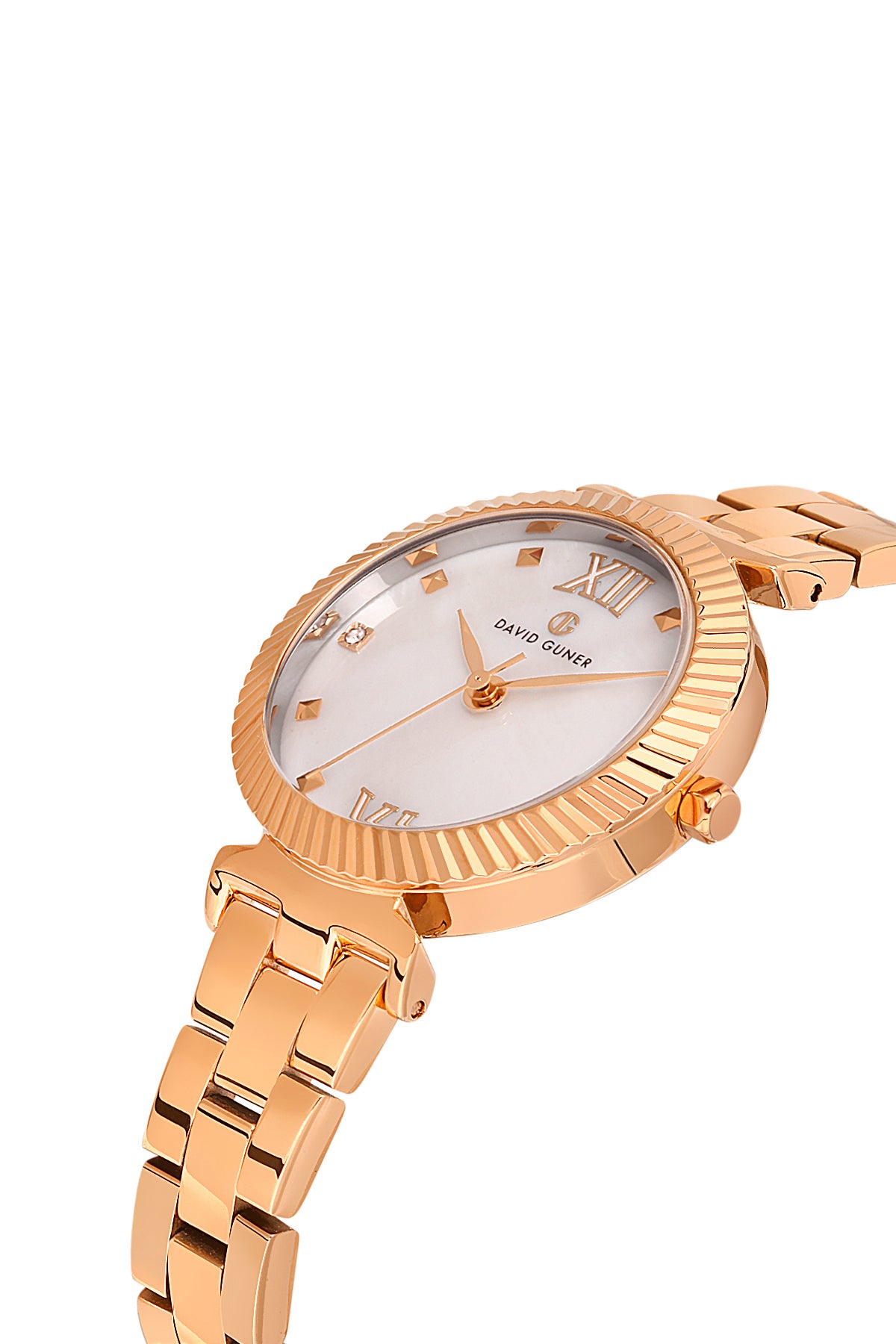 DAVID GUNER ROSE KAPLAMALI BEYAZ KADRANLI KADIN KOL SAATİ DG-8412LA-C1
