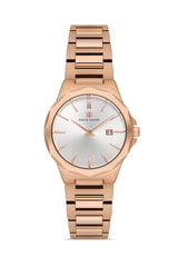 DAVID GUNER Silver Dial Rose Plating Calendar Women's Watch