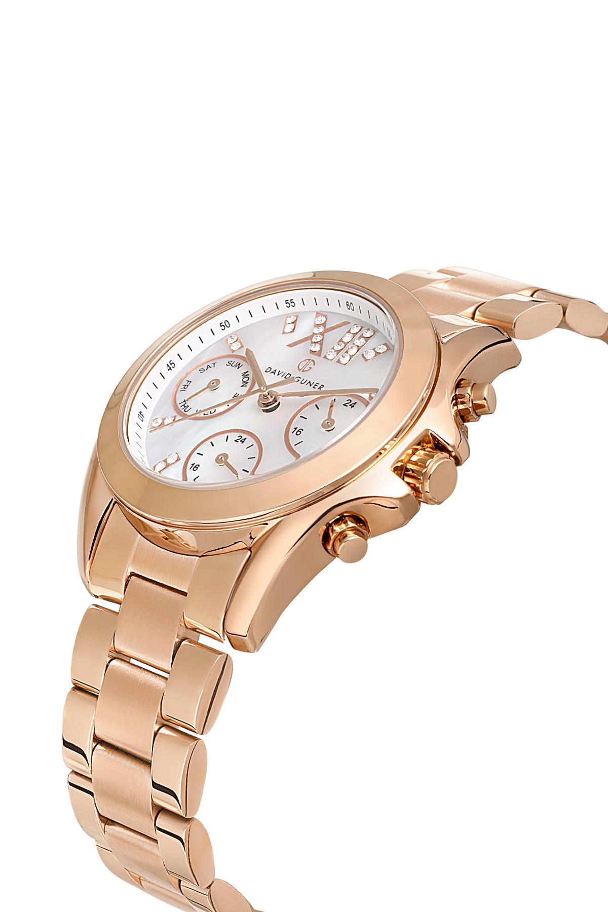 DAVID GUNER Rose Kaplama Beyaz Kadranlı Paslanmaz Masif Çelik Kadın Kol Saati - DG-8650LA-C1