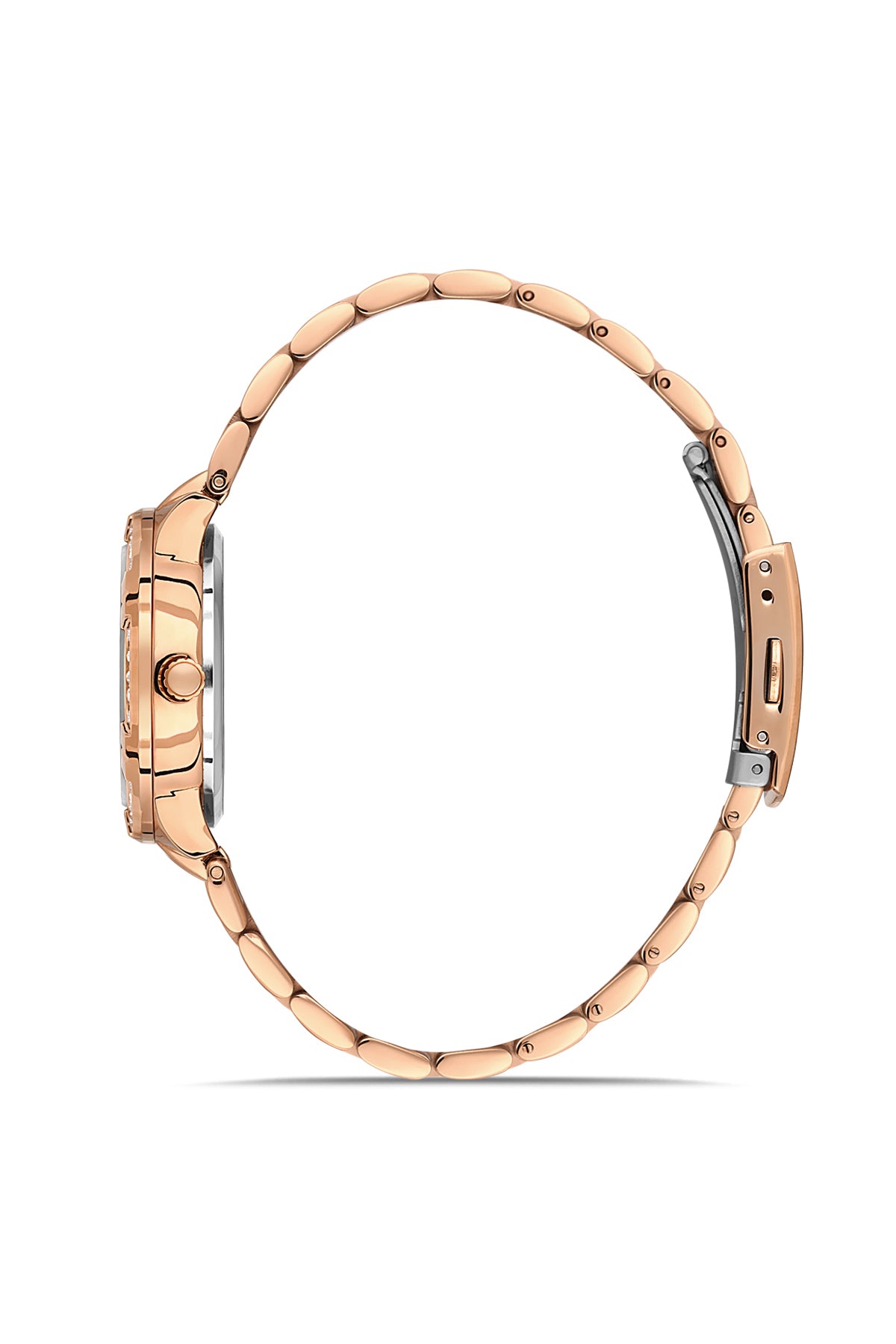 DAVID GUNER Rose Kaplama Gümüş Kadranlı Taşlı Kadın Kol Saati