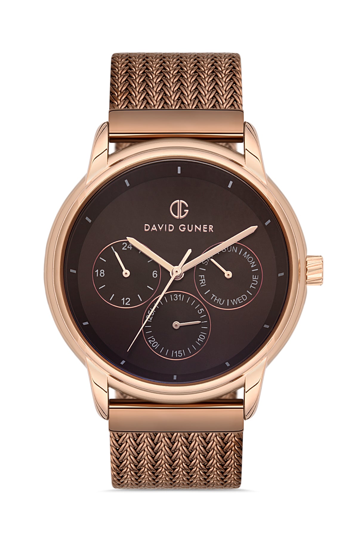 DAVID GUNER ROSE KAPLAMALI KAHVERENGİ KADRANLI ERKEK KOL SAATİ DG-8294GC-S6