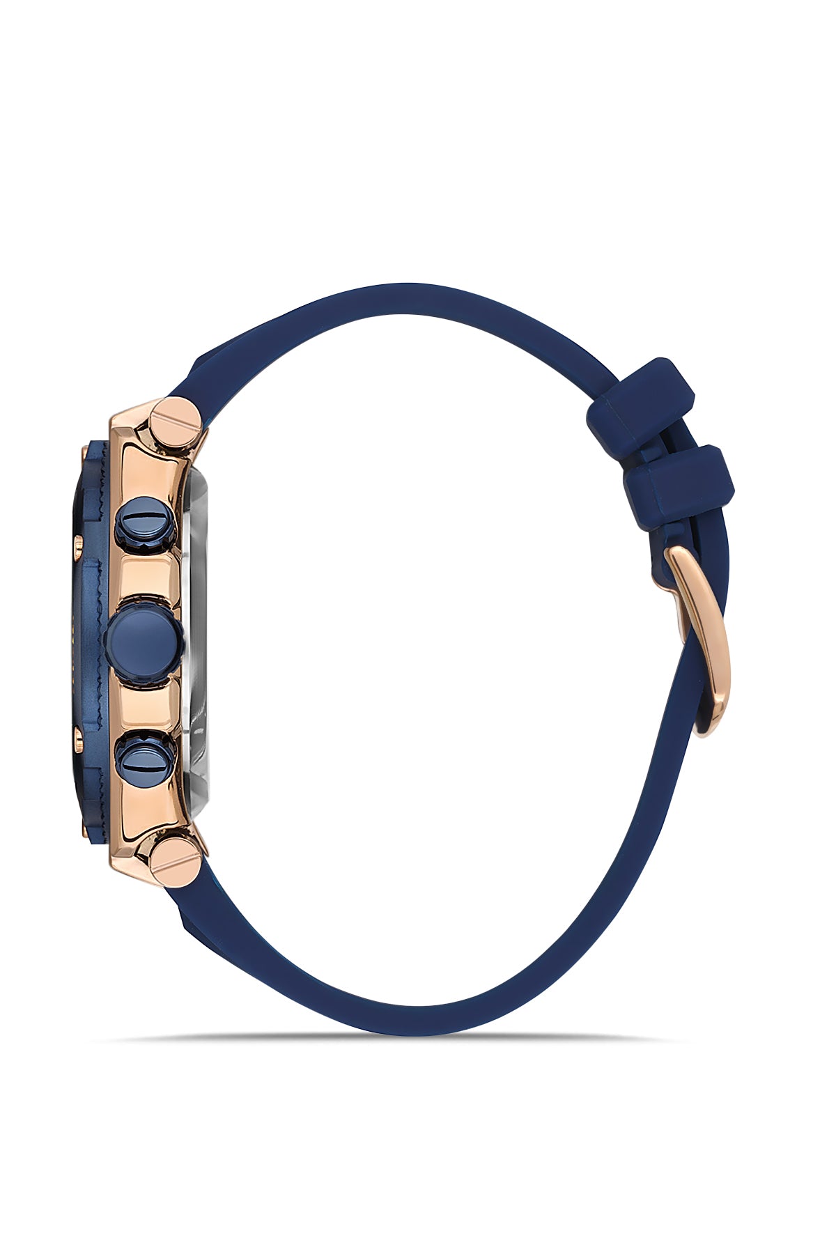 DAVID GUNER Rose Kaplamalı Lacivert Silikon Kordonlu Multi Fonksiyonlu Erkek Kol Saati - DG-8641GD-T3