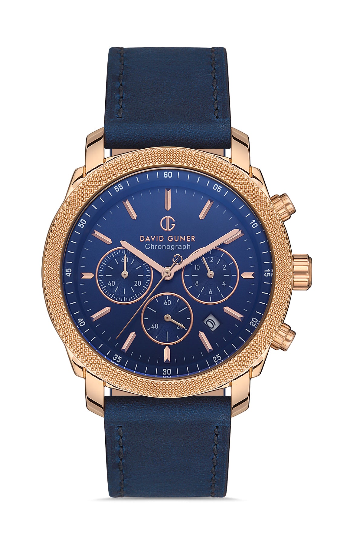 DAVID GUNER ROSE KAPLAMALI MAVİ KADRANLI ERKEK KOL SAATİ - DG-8052GB-T3