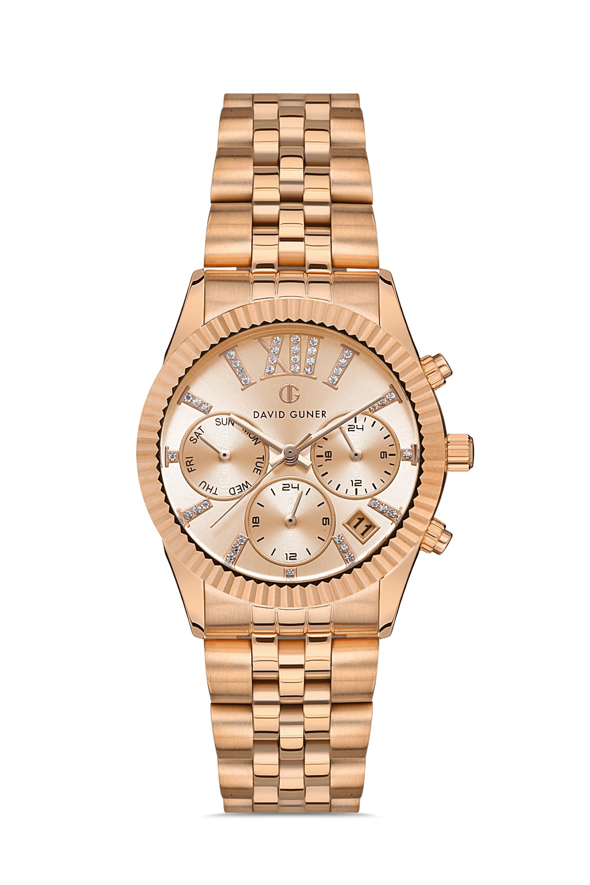DAVID GUNER Rose Kaplama Rose Kadranlı Paslanmaz Masif Çelik Kadın Kol Saati - DG-8340LA-C5