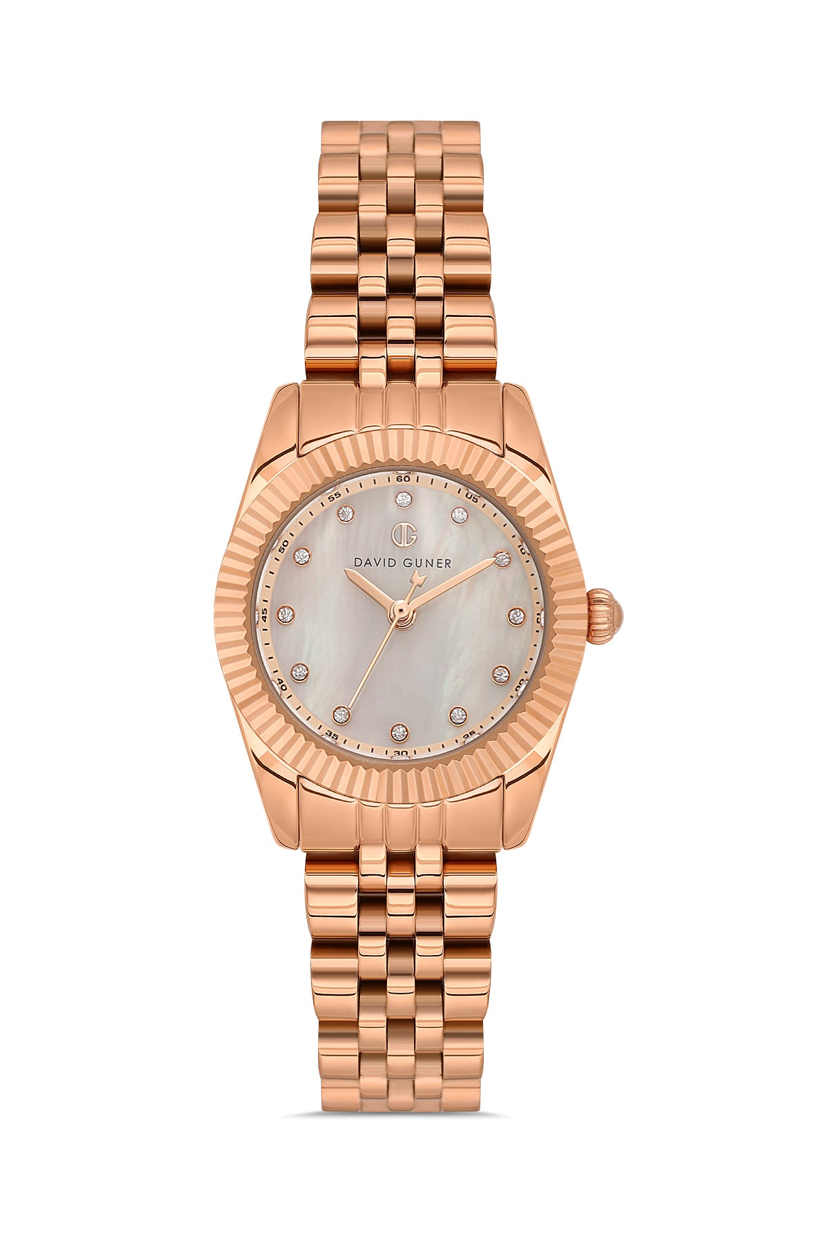 DAVID GUNER Rose Kaplama Rose Kadranlı Paslanmaz Masif Çelik Kadın Kol Saati - DG-8371LA-C5