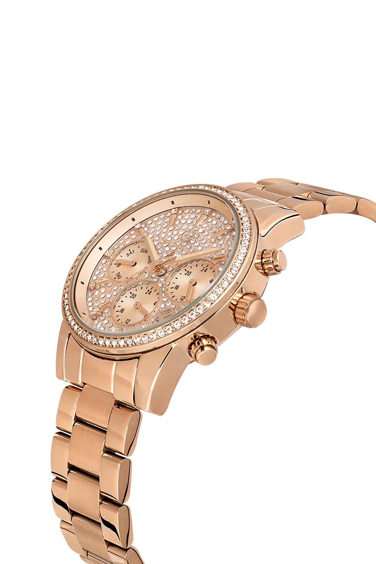 DAVID GUNER Rose Kadranlı Rose Kaplama Paslanmaz Masif Çelik Kordonlu Multi Fonksiyonlu Kadın Kol Saati