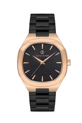 DAVID GUNER Rose Kaplamalı Siyah Kadranlı Erkek Kol Saati - DG-8519GA-R2