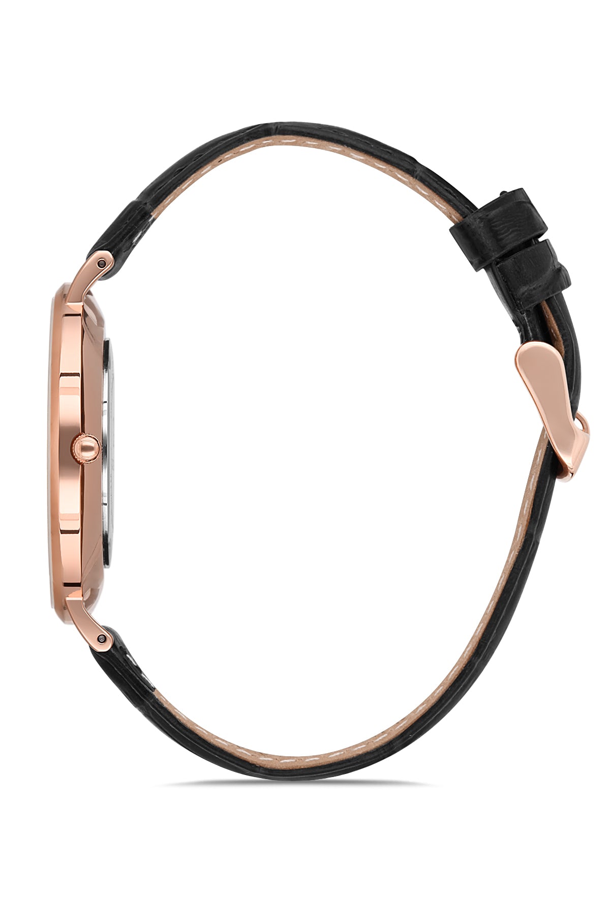 DAVID GUNER Siyah Kadranlı Rose Kaplamalı Erkek Deri Kol Saati - DG-8074GB-R2