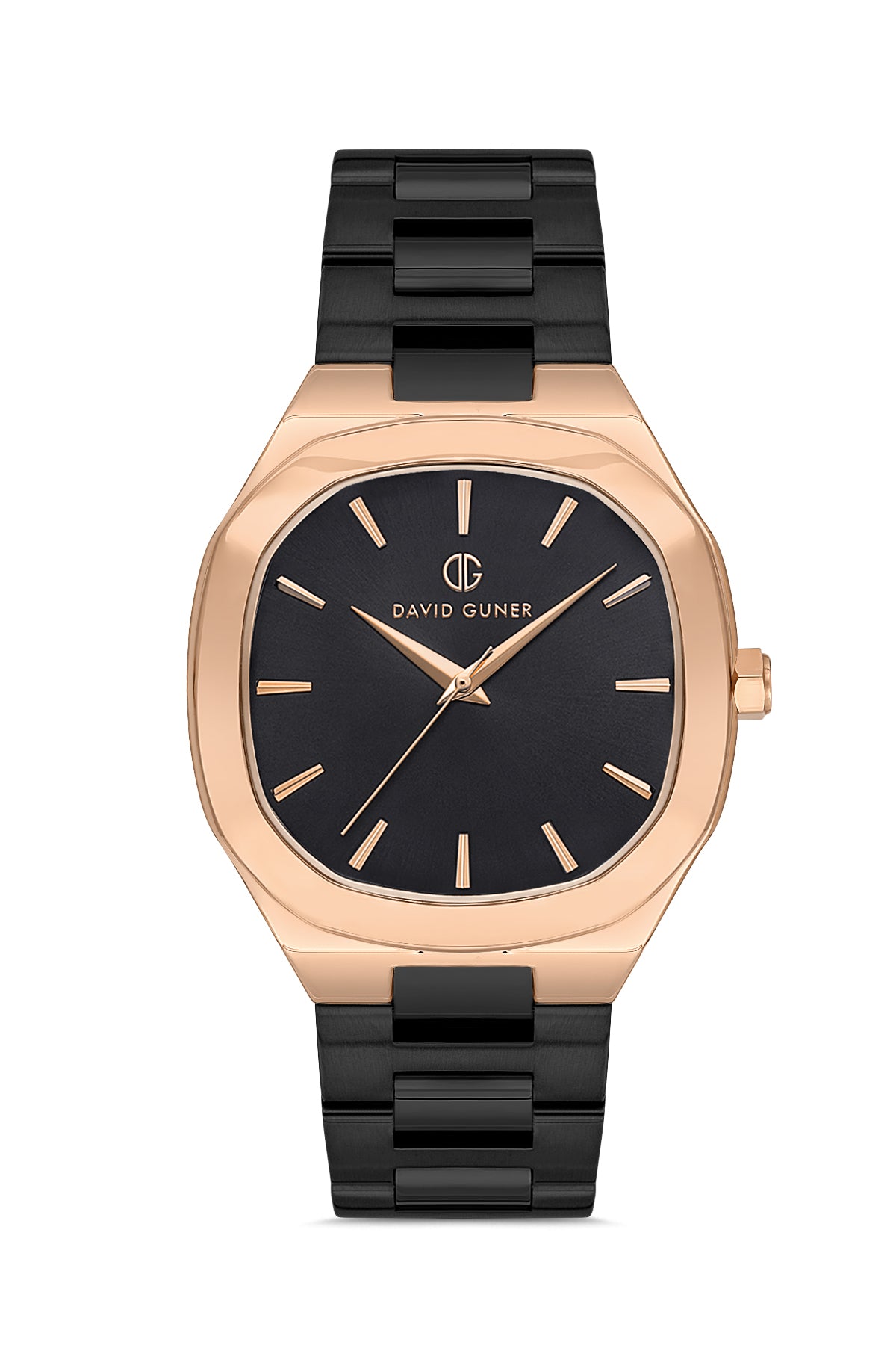 DAVID GUNER Rose Kaplamalı Siyah Kadranlı Erkek Kol Saati - DG-8519GA-R2