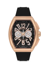 DAVID GUNER Rose Kaplama Siyah Kadranlı Multi Fonksiyonlu Erkek Kol Saati