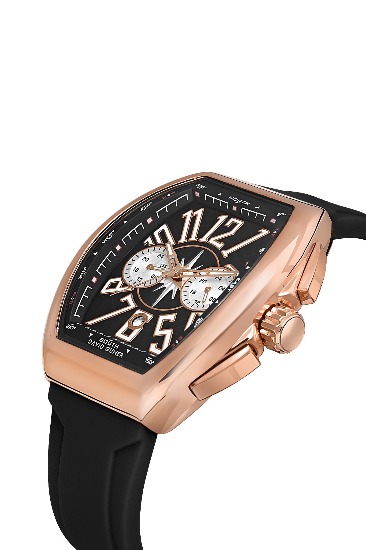 DAVID GUNER Rose Kaplama Siyah Kadranlı Multi Fonksiyonlu Erkek Kol Saati
