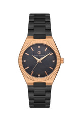 DAVID GUNER Rose Kaplamalı Siyah Kadranlı Kadın Kol Saati - DG-8409LA-R2