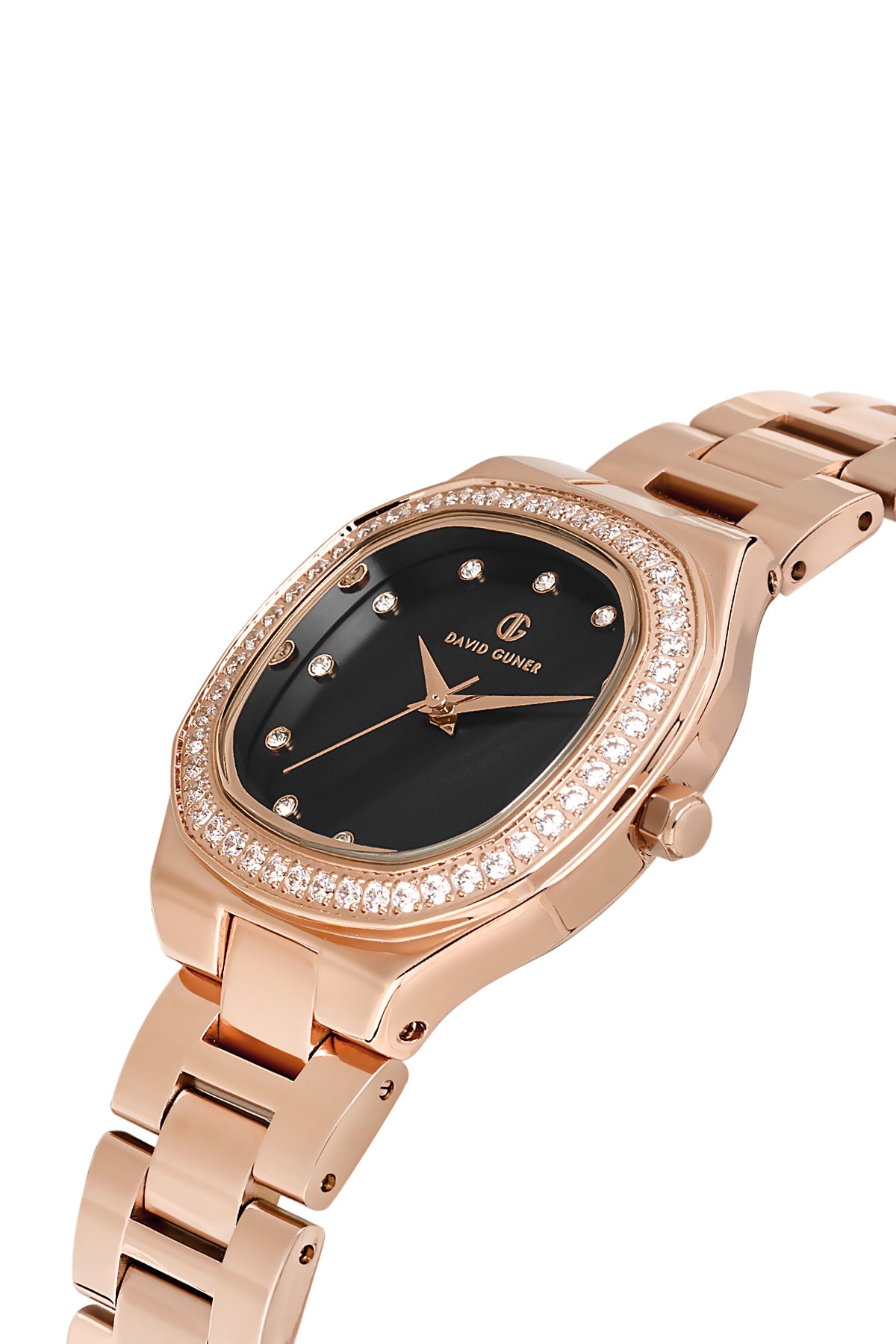 DAVID GUNER Rose Kaplamalı Siyah Kadranlı Kadın Kol Saati - DG-8519LA-C2