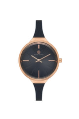 DAVID GUNER Rose Renk Kaplamalı Siyah Kadranlı Siyah Silikon Kordonlu Kadın Kol Saati - DG-8605LD-R2