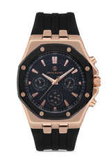 DAVID GUNER Rose Kaplamalı Siyah Silikon Kordonlu Erkek Kol Saati - DG-8396GD-R2