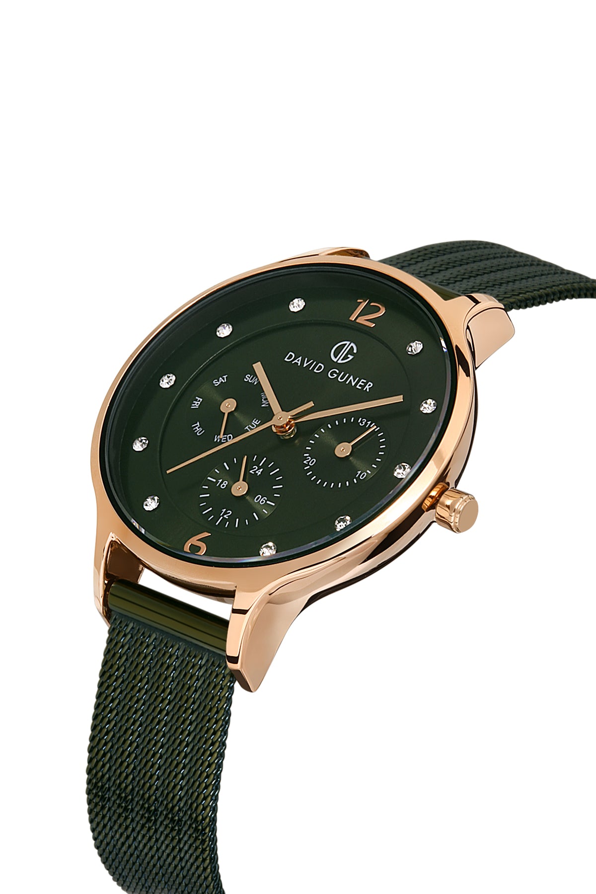DAVID GUNER ROSE KAPLAMALI YEŞİL KADRANLI KADIN KOL SAATİ - DG-8120LC-ZG10