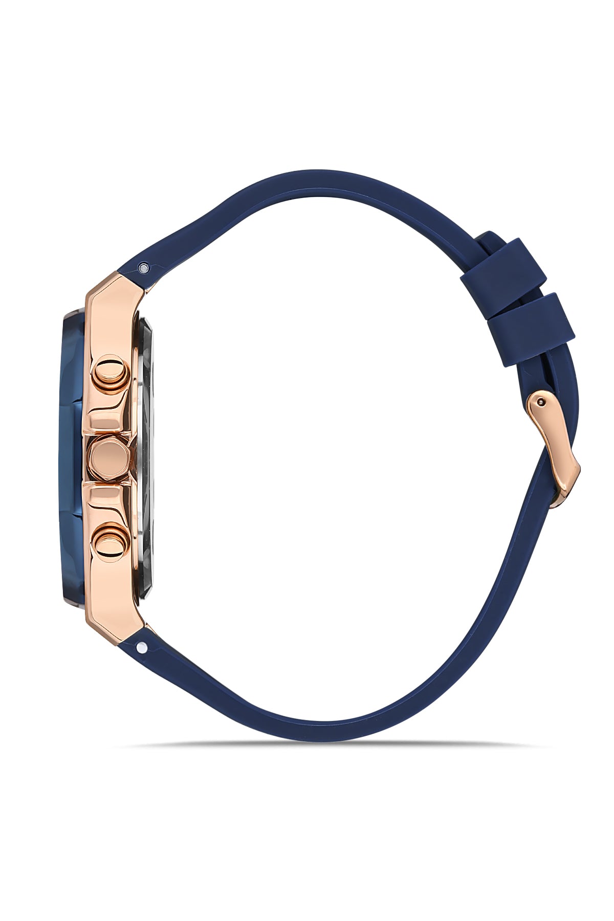 DAVID GUNER Rose Navy Blue Coated Men's Watch with Silicone Band