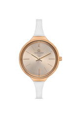 DAVID GUNER Rose Renk Kaplamalı Beyaz Silikon Kordonlu Kadın Kol Saati - DG-8605LD-E5