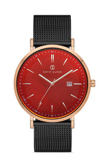 Davıd Guner Rose Black Coated Steel Braided Band Men's Watch
