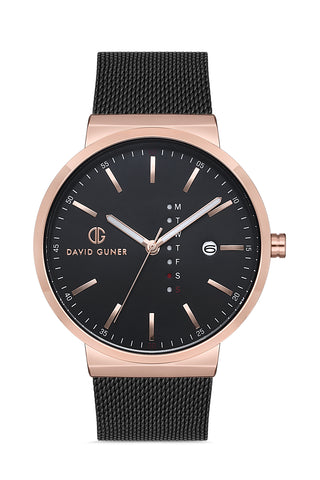 DAVID GUNER ROSE SİYAH KAPLAMALI SİYAH KADRANLI ERKEK KOL SAATİ - DG-8240GC-R2