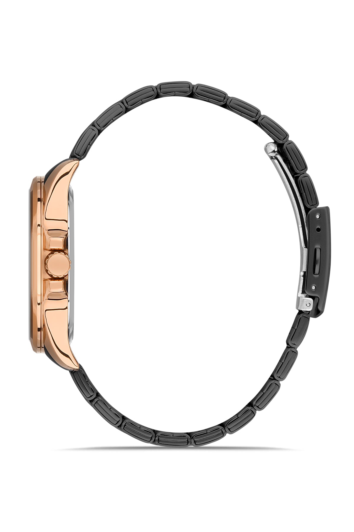 DAVID GUNER Rose-Siyah Kaplama Siyah Kadranlı Takvimli Paslanmaz Masif Çelik Kordonlu Erkek Kol Saati - DG-8071GA-R2