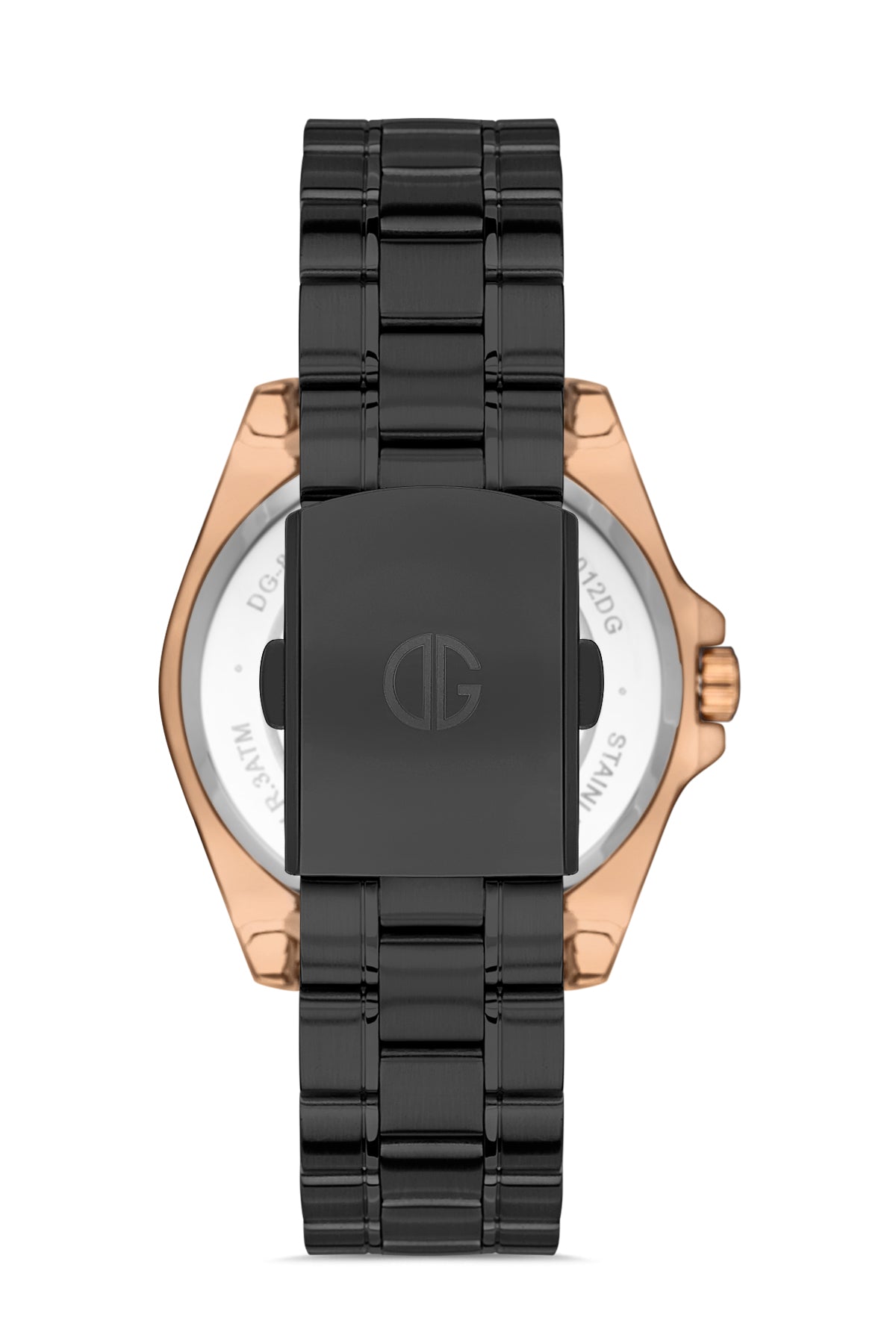 DAVID GUNER Rose-Siyah Kaplama Siyah Kadranlı Takvimli Paslanmaz Masif Çelik Kordonlu Erkek Kol Saati - DG-8071GA-R2