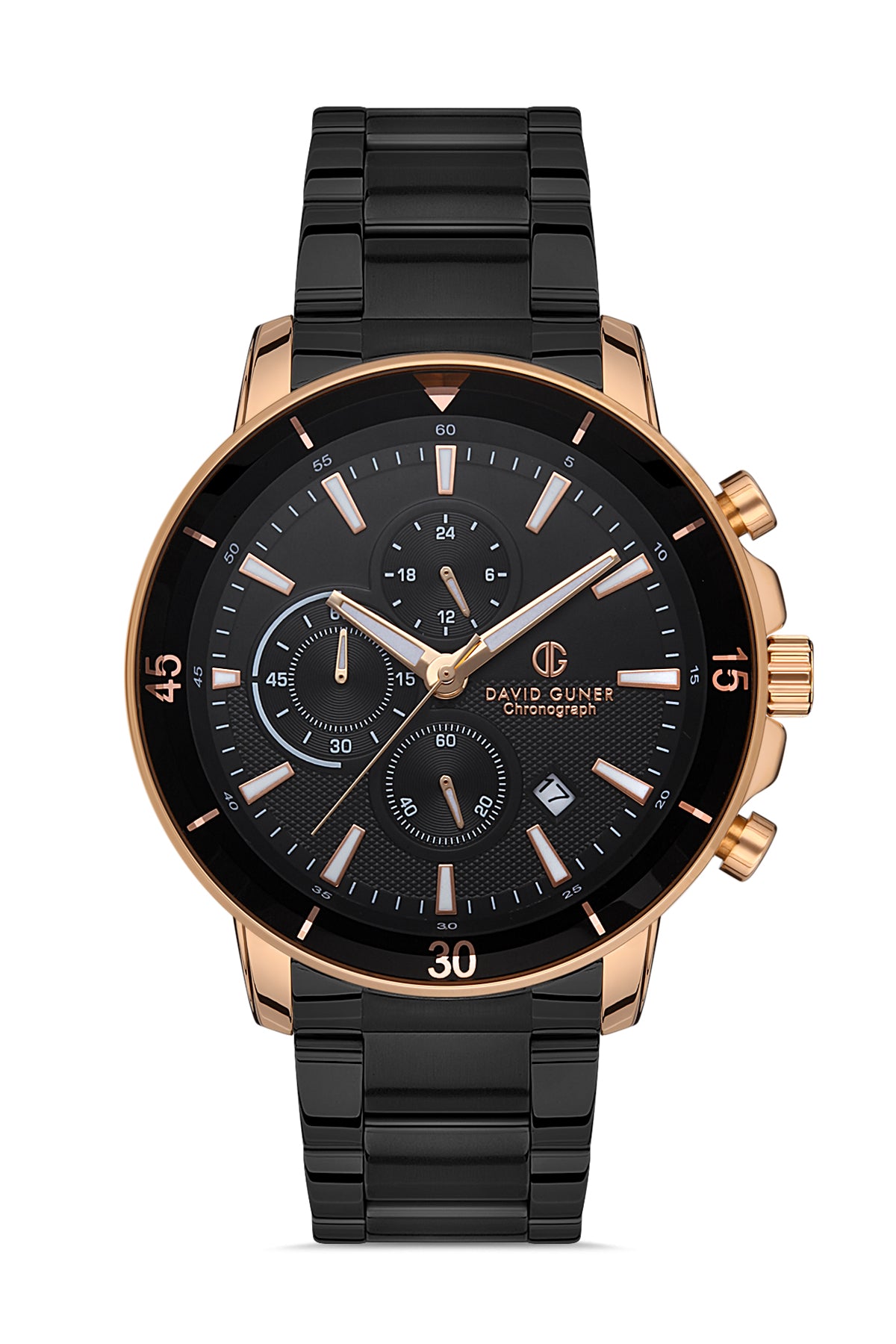 DAVID GUNER ROSE SİYAH KAPLAMALI SİYAH KADRANLI ERKEK KOL SAATİ DG-8090GA-R2