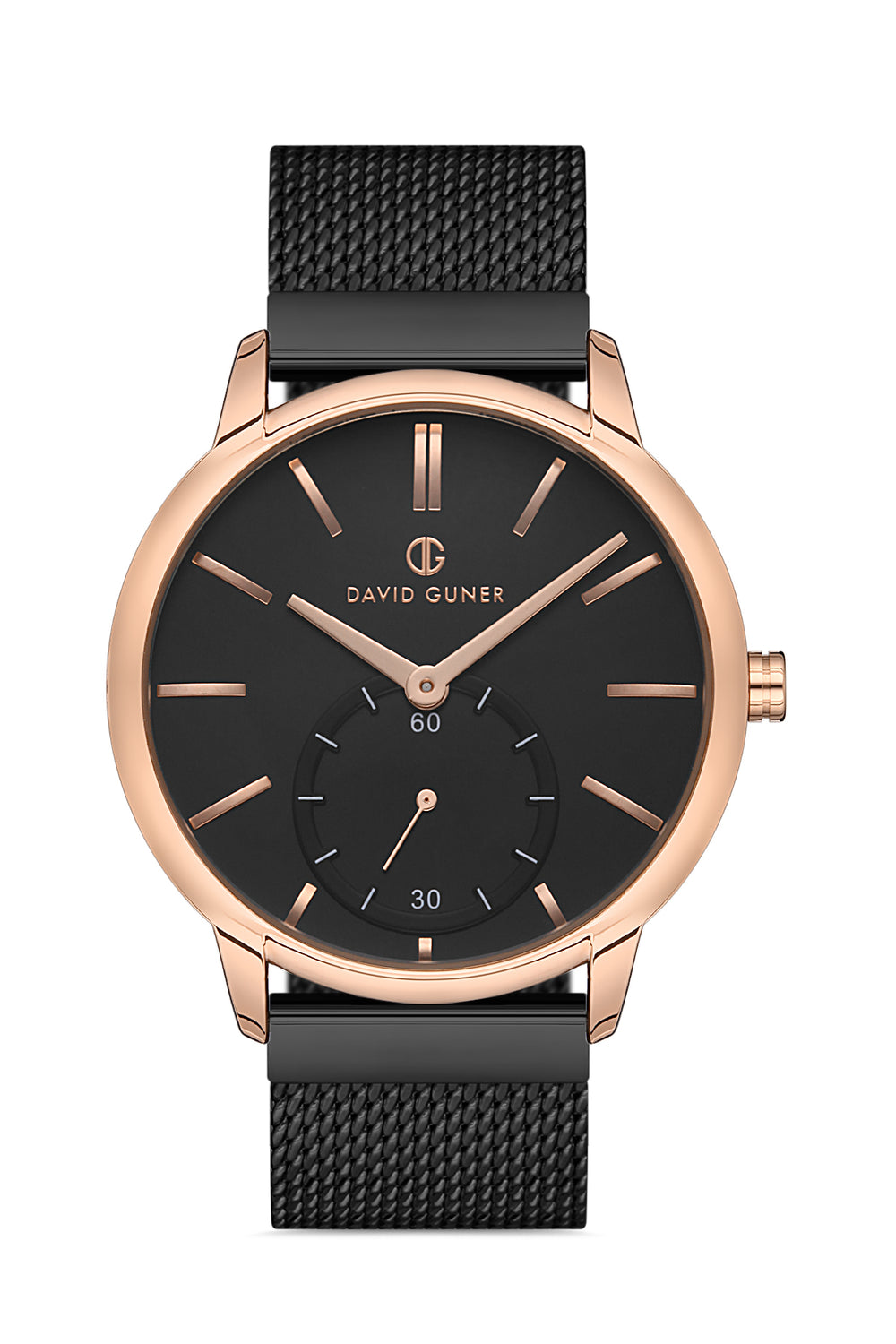 DAVID GUNER Erkek Kol Saati Siyah Kadran Rose ve Siyah Kasa DG-8238GC-R2