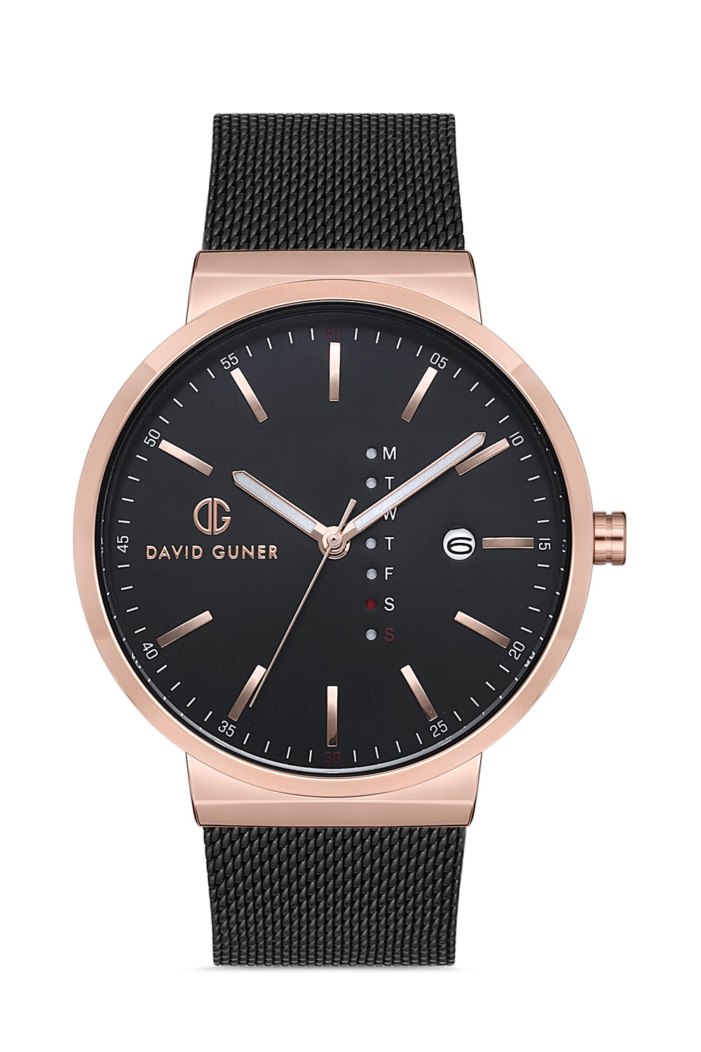 DAVID GUNER Erkek Kol Saati Siyah Kadran Rose ve Siyah Kasa DG-8240GC-R2