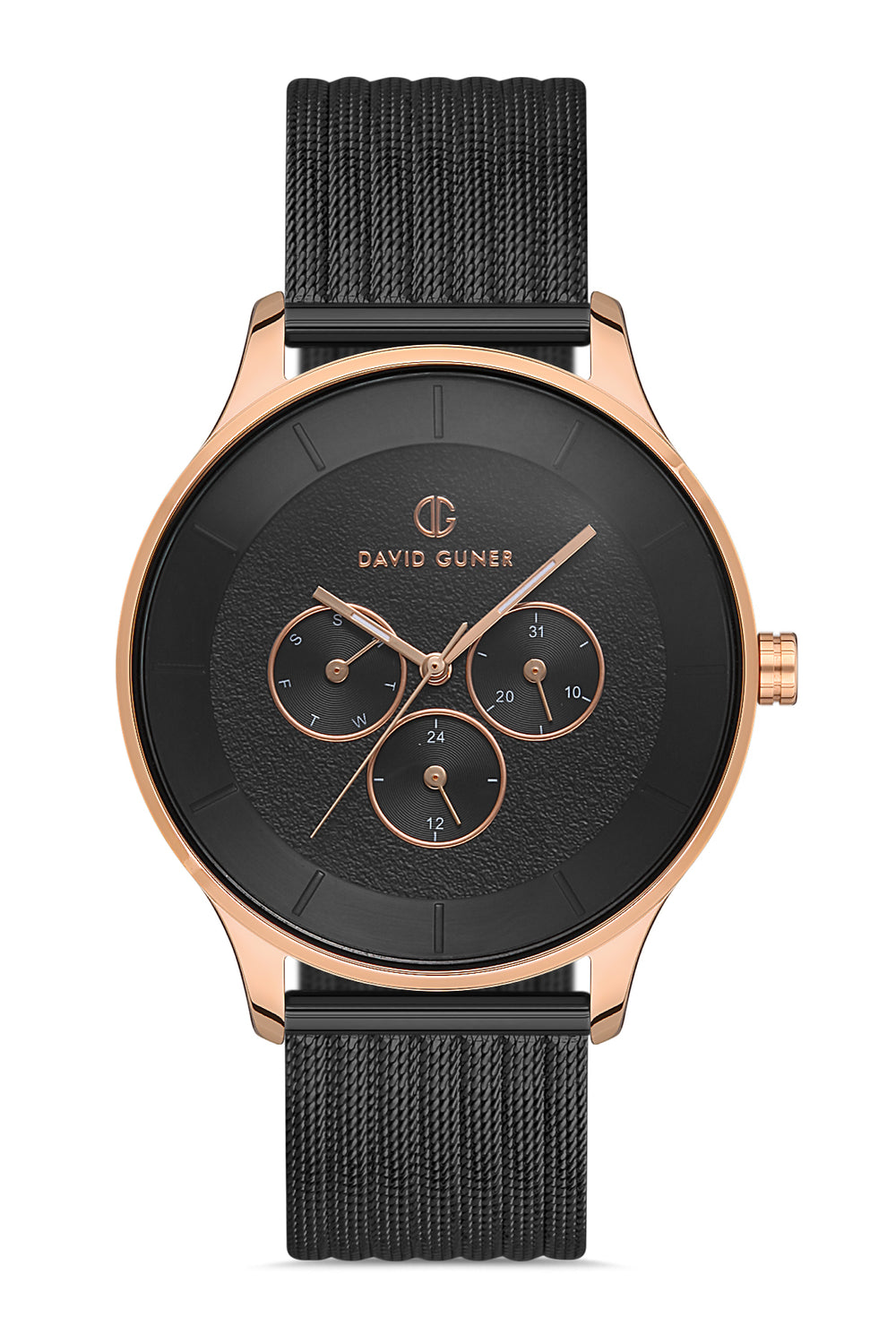 DAVID GUNER Erkek Kol Saati Siyah Kadran Rose ve Siyah Kasa DG-8246GC-R2