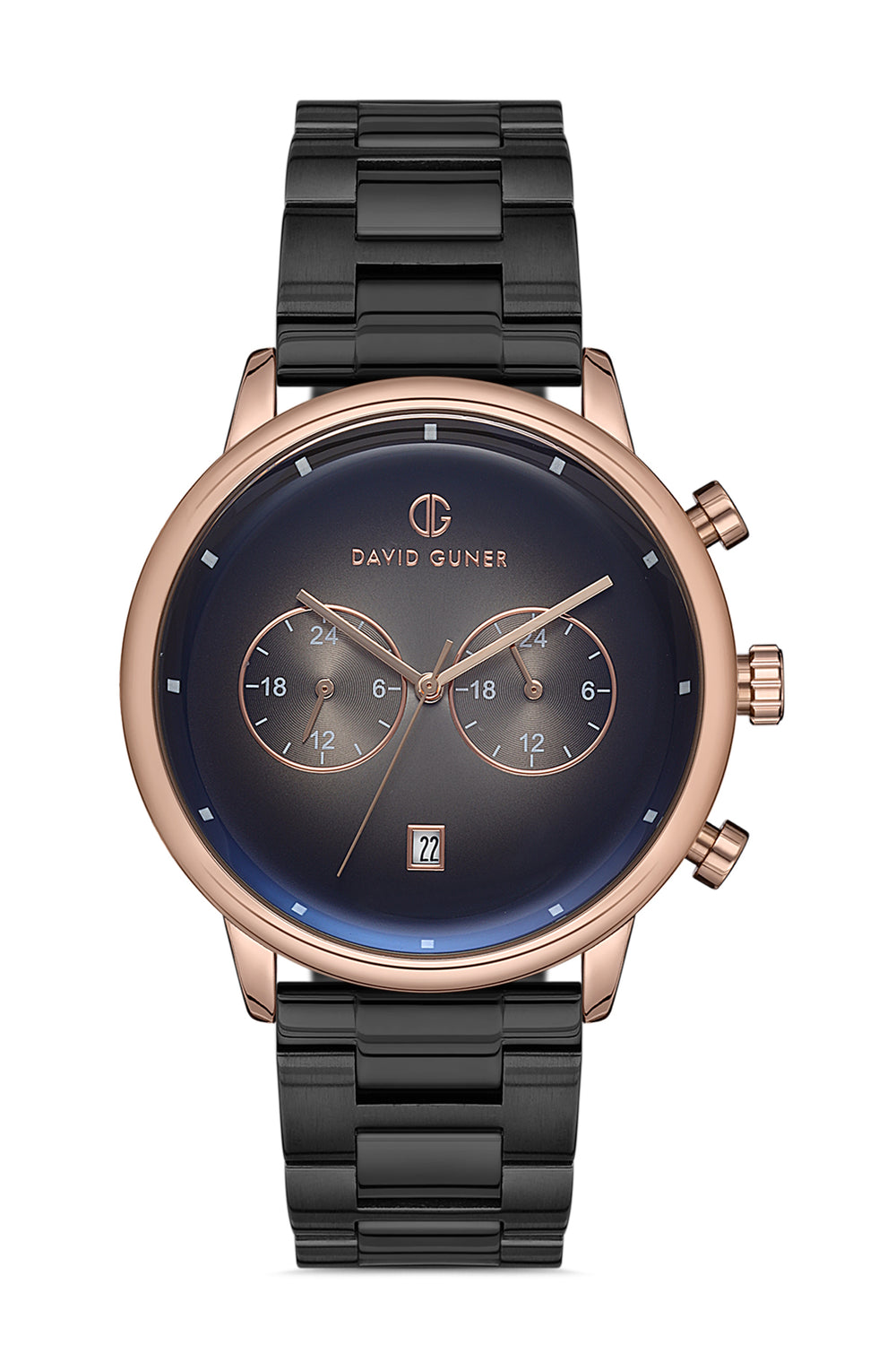 DAVID GUNER Erkek Kol Saati Siyah Kadran Rose ve Siyah Kasa DG-8250GA-R2