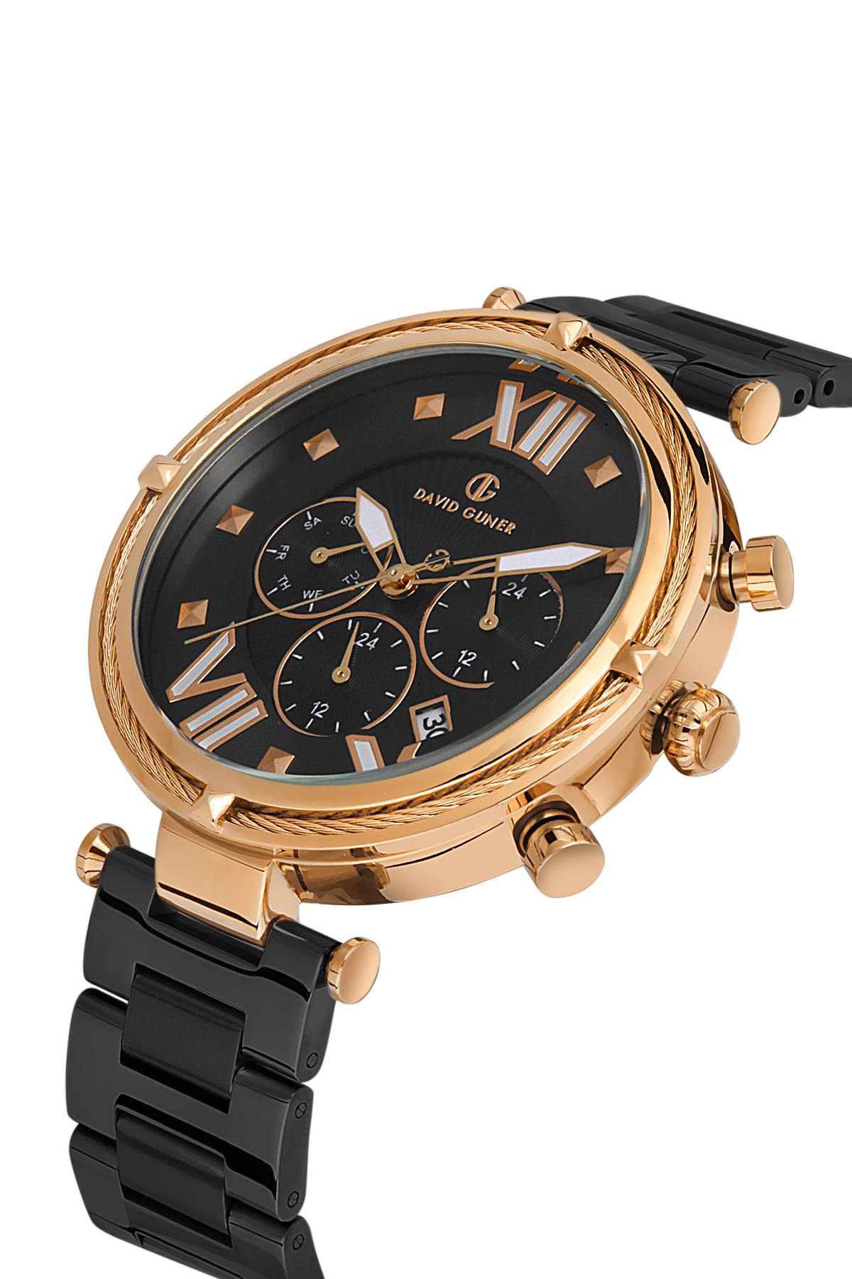 DAVID GUNER ROSE SİYAH KAPLAMALI SİYAH KADRANLI ERKEK KOL SAATİ - DG-8273GA-R2