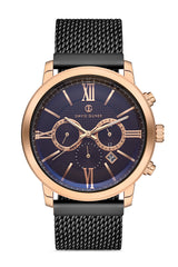 Davıd Guner Rose Black Coated Steel Braided Band Men's Watch