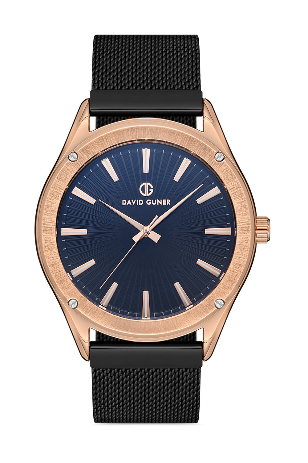 DAVID GUNER Erkek Kol Saati Siyah Kadran Rose ve Siyah Kasa DG-8285GC-R2
