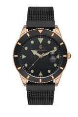Davıd Guner Calendar Rose Black Coated Men's Watch