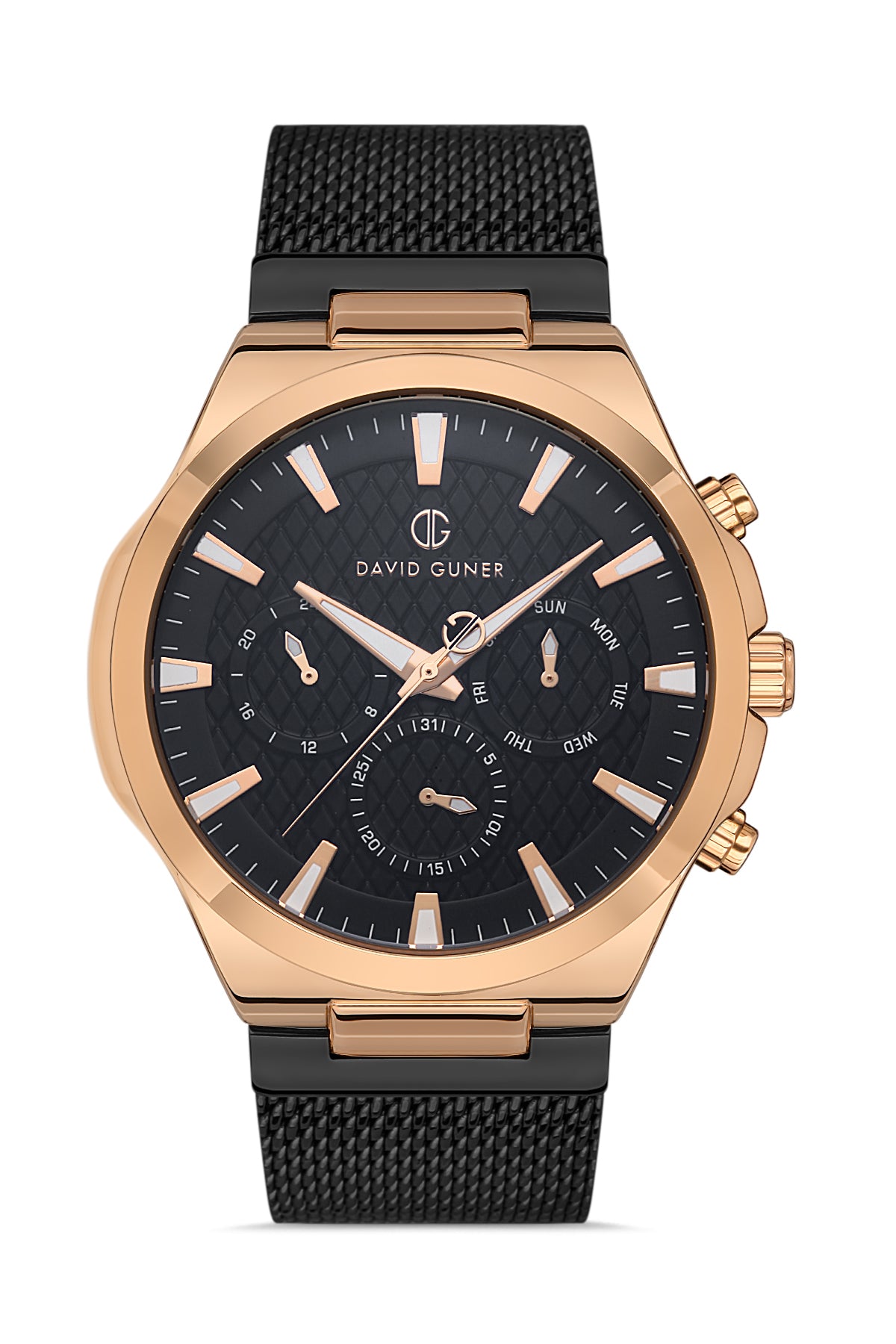 DAVID GUNER ROSE SİYAH KAPLAMALI SİYAH KADRANLI ERKEK KOL SAATİ DG-8385GC-R2